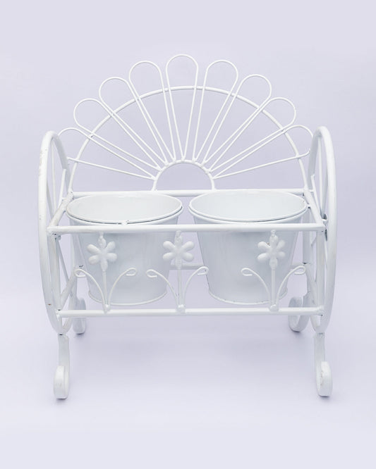 VON CASA Table Planter, Decorative, Home & Office Decor, White, Iron