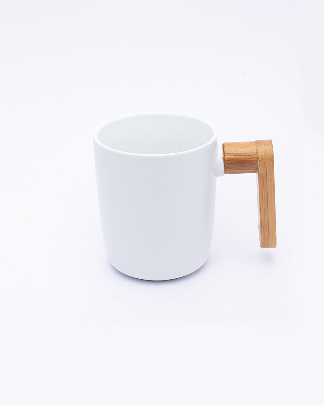 VON CASA Mugs, with Wooden Tray, for Home, Office, Restaurants, White, Ceramic & Bamboo, Set of 2