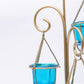VON CASA 3 T-Light Candle Holder, Turquoise Hanging Votive, Gold Finish, Mild Steel