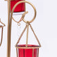 VON CASA 3 T-Light Candle Holder, Red Hanging Votive, Gold Finish, Mild Steel