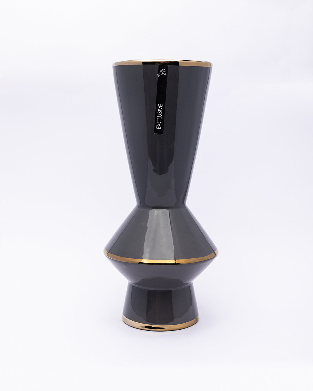 VON CASA Vase, Flower Vase, Unique Glazed Design, Decorative Vase, Black, Ceramic