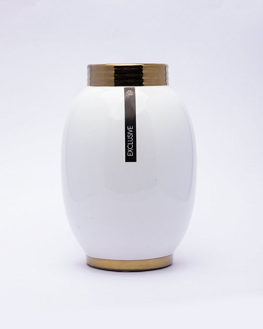 VON CASA Vase, Flower Vase, Unique Glazed Design, Decorative Vase, White, Ceramic