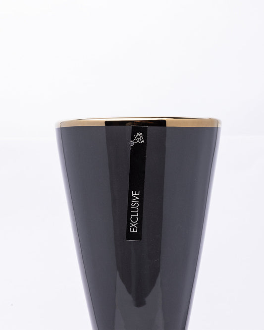 VON CASA Vase, Flower Vase, Unique Glazed Design, Decorative Vase, Black, Ceramic