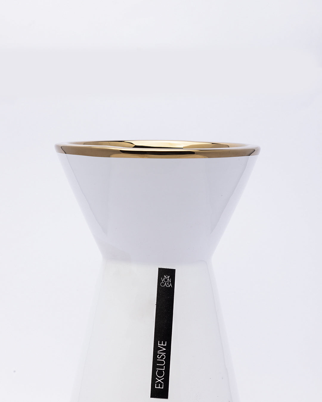 VON CASA Vase, Flower Vase, Unique Glazed Design, Decorative Vase, White, Ceramic