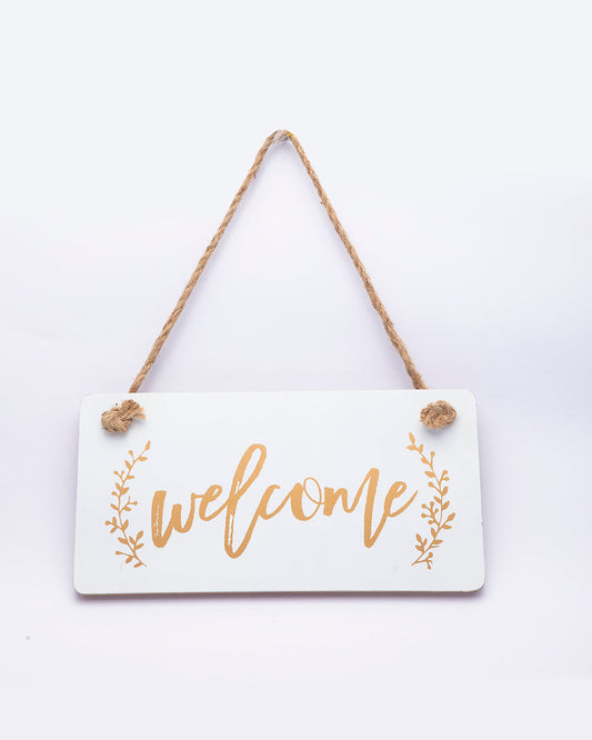 VON CASA Wall Décor, Welcome, White, MDF