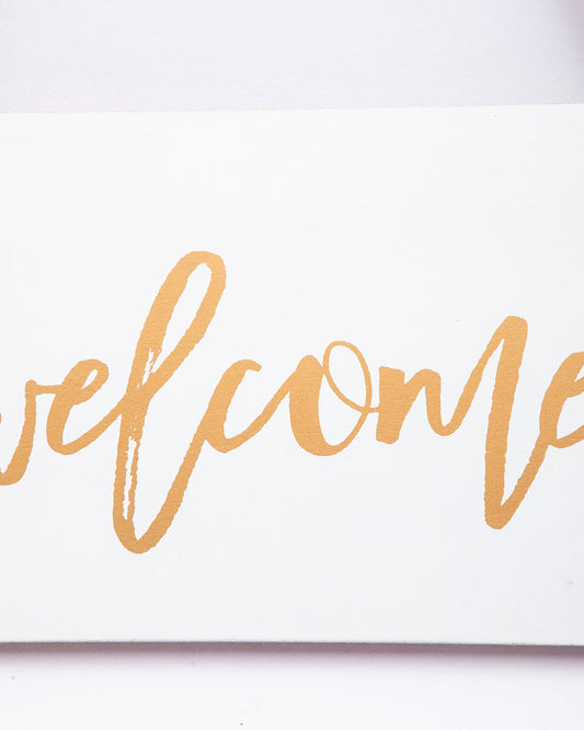 VON CASA Wall Décor, Welcome, White, MDF
