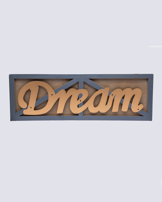 VON CASA Metal Handwriting Wall Décor, Dream, Gold Colour, Metal & MDF