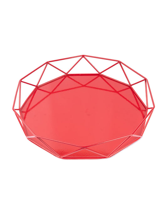 VON CASA Metal Serving Tray, Matt Finish, Red, Mild Steel