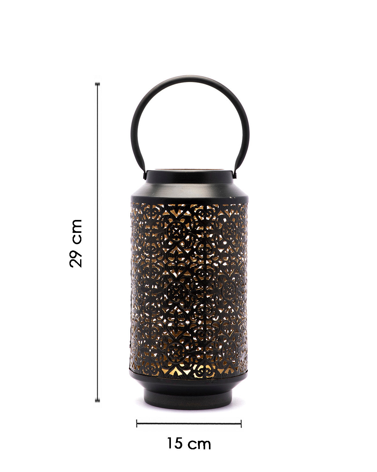VON CASA Lantern, T-Light Candle Holder Lamp, New Cutwork Design, Black Colour, Mild Steel