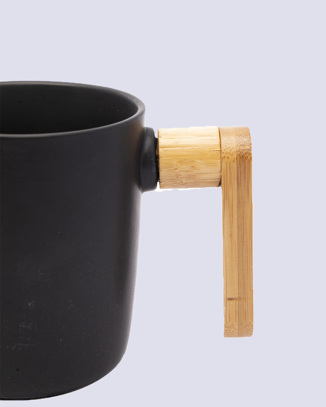 VON CASA Mugs, with Wooden Tray, for Home, Office, Restaurants, Black, Ceramic & Bamboo, Set of 2