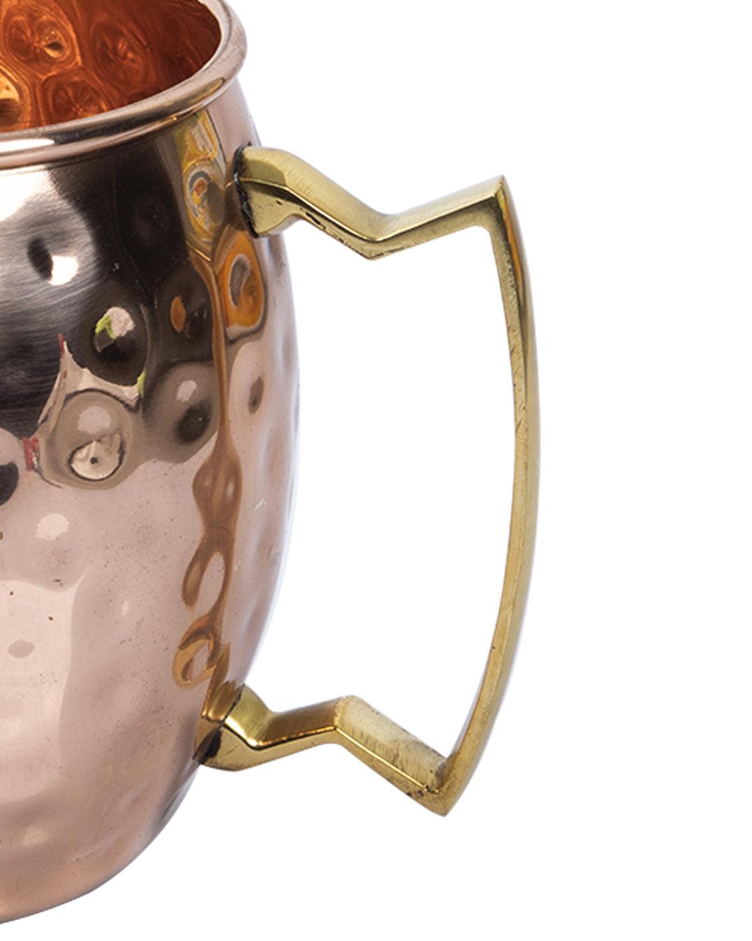 VON CASA Copper Hammered Moscow Mule Mugs with Handle (Set Of 2, 500 mL) - VON CASA