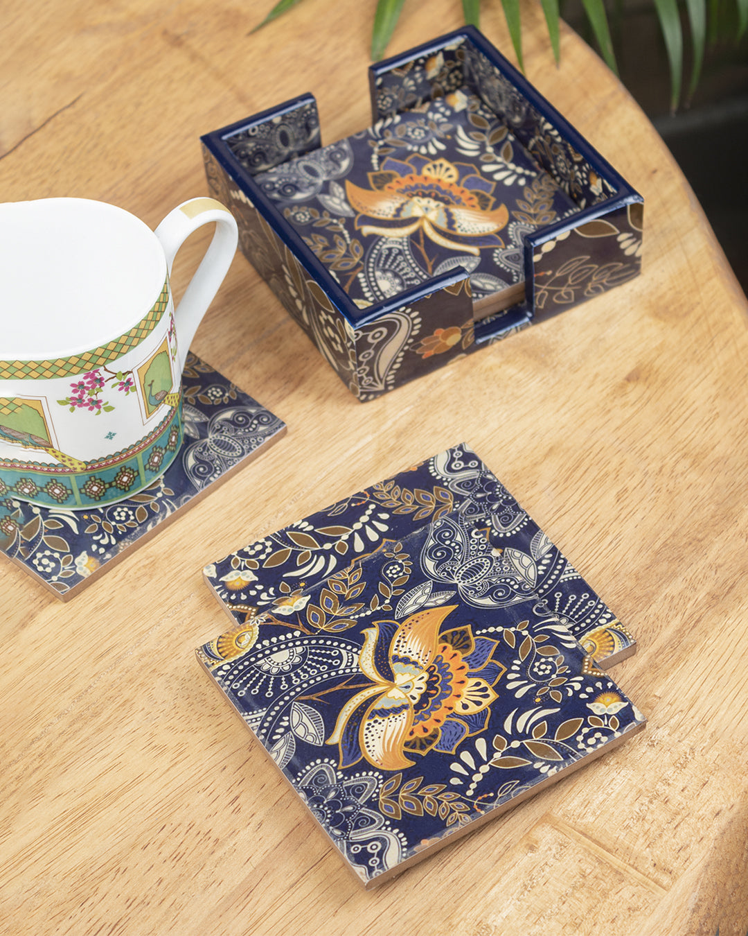 VON CASA Tableware Tea Coaster (1 Pcs, Floral Print)