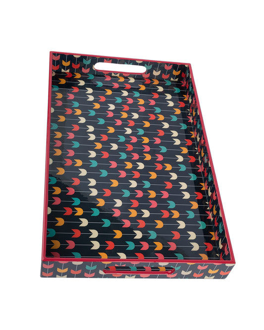 VON CASA Tray with Handle, Multicolour, MDF