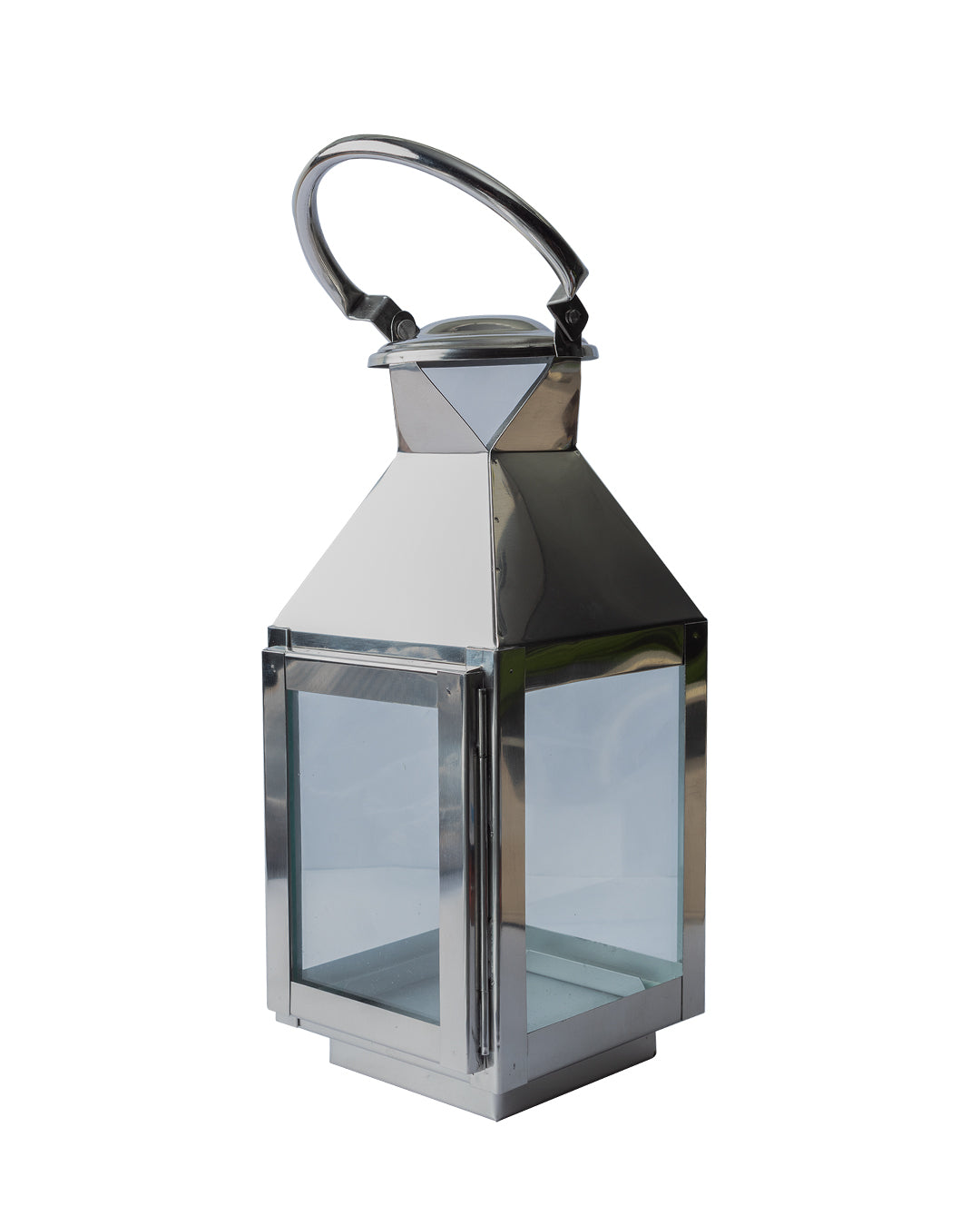 VON CASA Table Lantern, Small, Silver, Stainless Steel & Glass