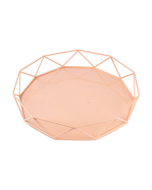 VON CASA Metal Serving Tray, Matt Finish, Peach, Mild Steel