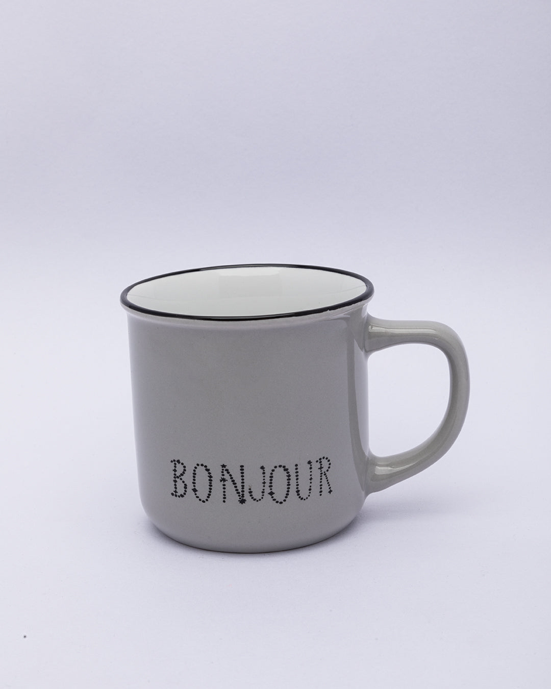 VON CASA Mugs, Bonjour, Microwave & Dishwasher Safe, Assorted Colours, Ceramic, 340 mL, Set of 4