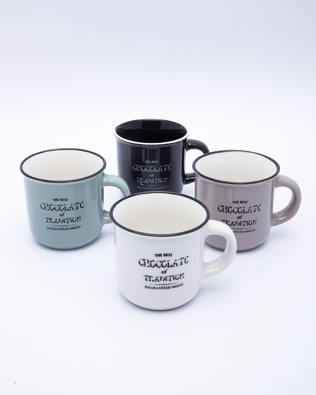 VON CASA Espresso Mugs, Tea & Coffee Mugs, Dishwasher & Microwave Safe, Assorted Colours, Ceramic, Set of 4, 140 mL