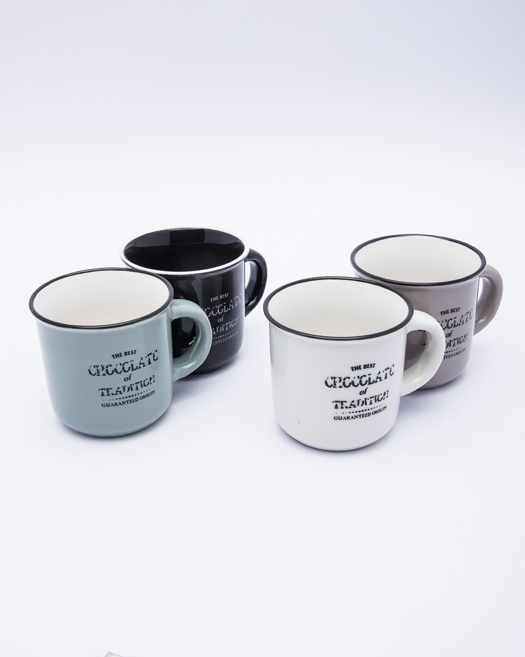 VON CASA Espresso Mugs, Tea & Coffee Mugs, Dishwasher & Microwave Safe, Assorted Colours, Ceramic, Set of 4, 140 mL
