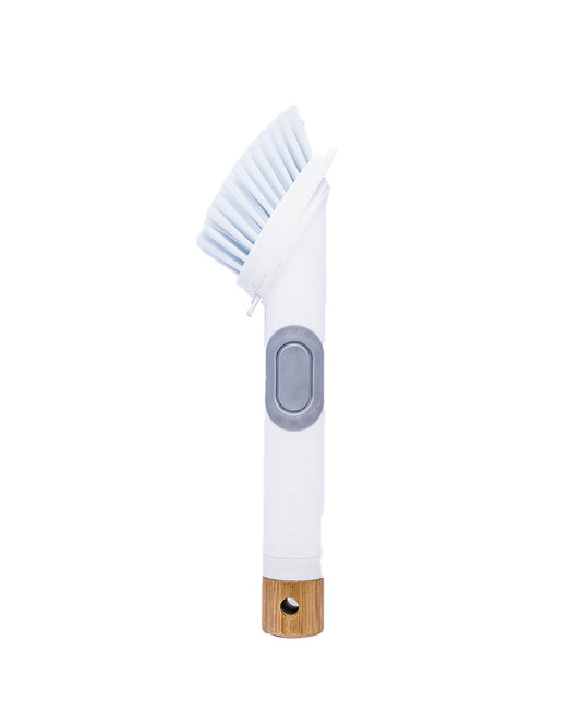 VON CASA Soap Dispensing Dish Brush with Bamboo Long Handle