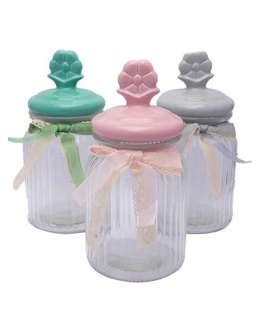 VON CASA Kitchen Airtight Storage Jar with Ceramic Lid - Set of 3, 950 mL