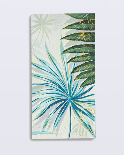 VON CASA Hand Painted Tropical Leaf Oil Painting, on Canvas, Gallery Wrapped & Framed, Modern Artwork, Multicolour, Canvas Fabric