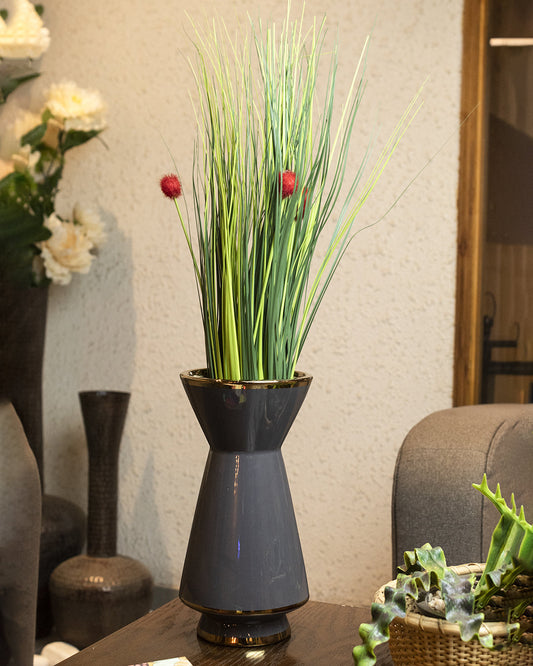 VON CASA Vase, Flower Vase, Unique Glazed Design, Decorative Vase, Grey, Ceramic
