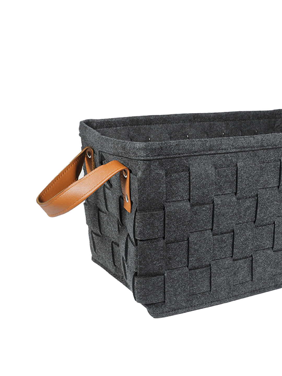 VON CASA Felt Fabric Storage Basket Organizer Boxes - 25 Litre, Dark Grey