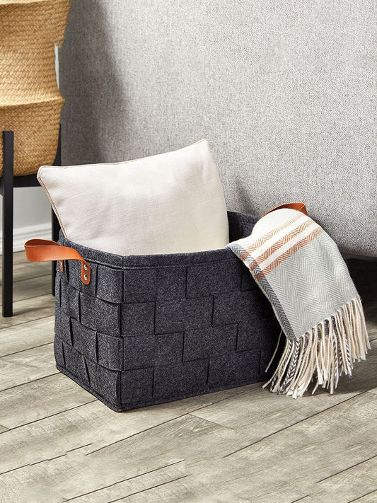 VON CASA Felt Organizer Basket - 31 Litre, Dark Grey
