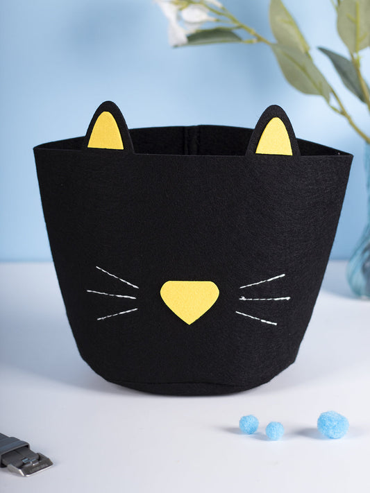 VON CASA Cylindrical Felt Organizer Basket - 27 Litre, Black