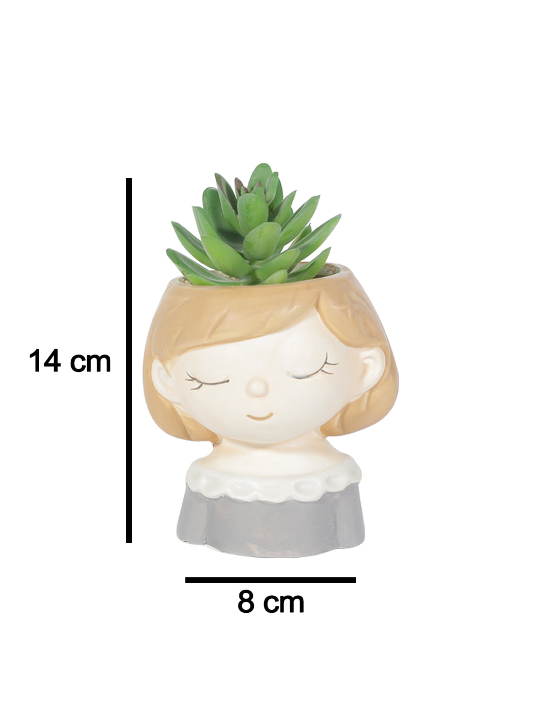 VON CASA Lady Face Artificial Planter Pot With Flowers