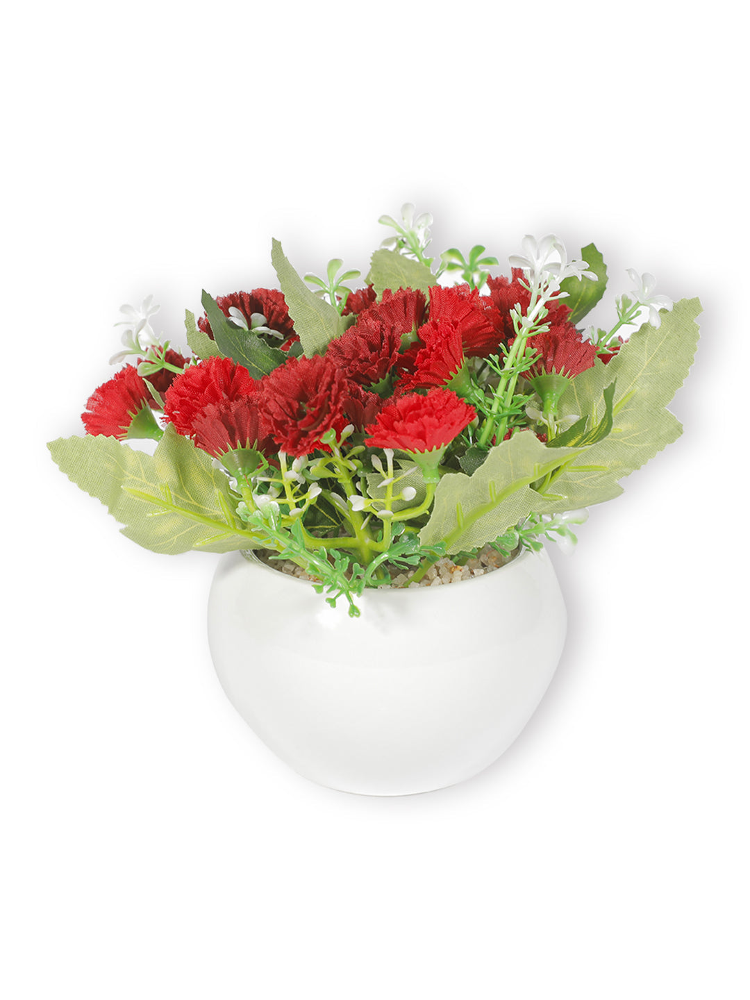 VON CASA Round Plastic Red Flower With White Pot