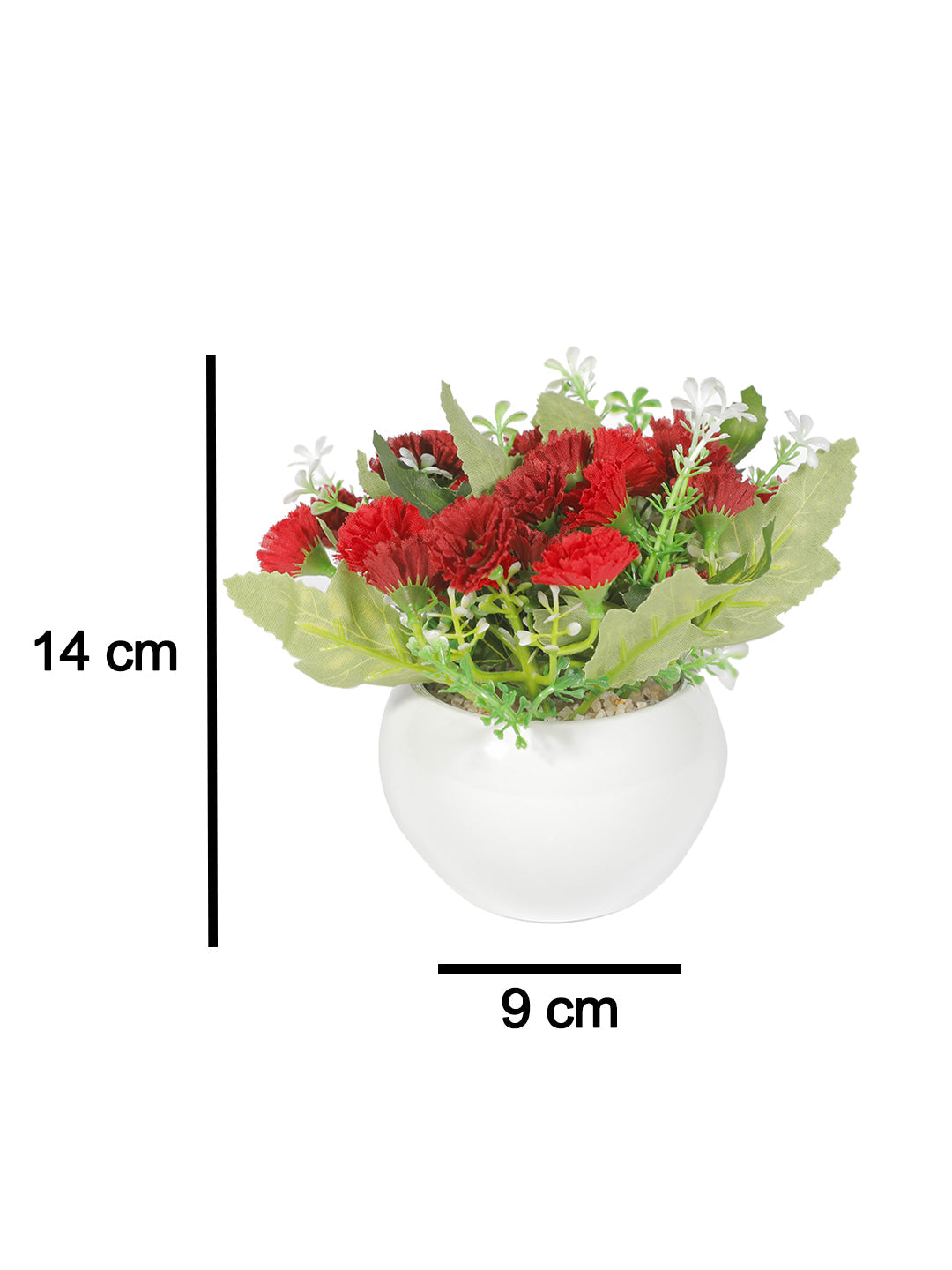 VON CASA Round Plastic Red Flower With White Pot