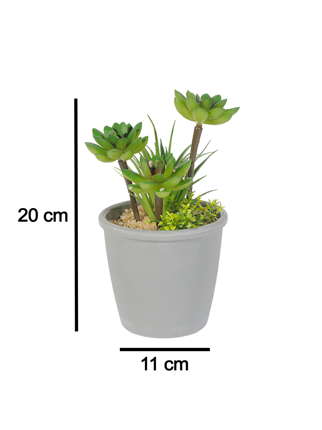 VON CASA Fake Mini Succulent Plant Pot - Grey Pot