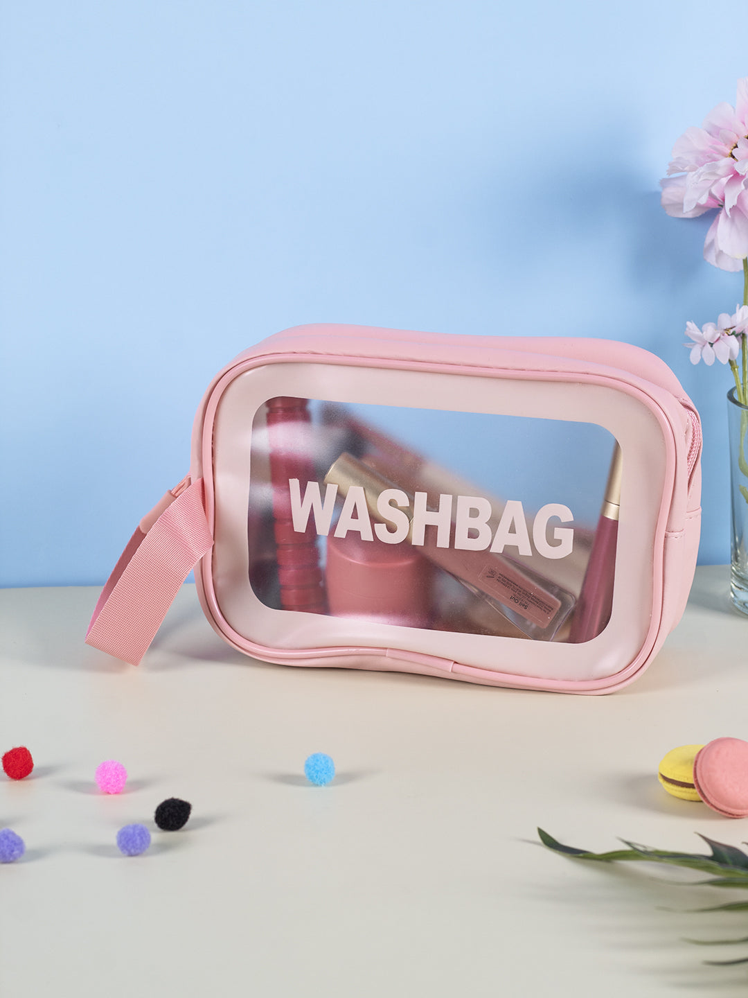 VON CASA Portable Zipper Travel Toiletry Bag - Pink