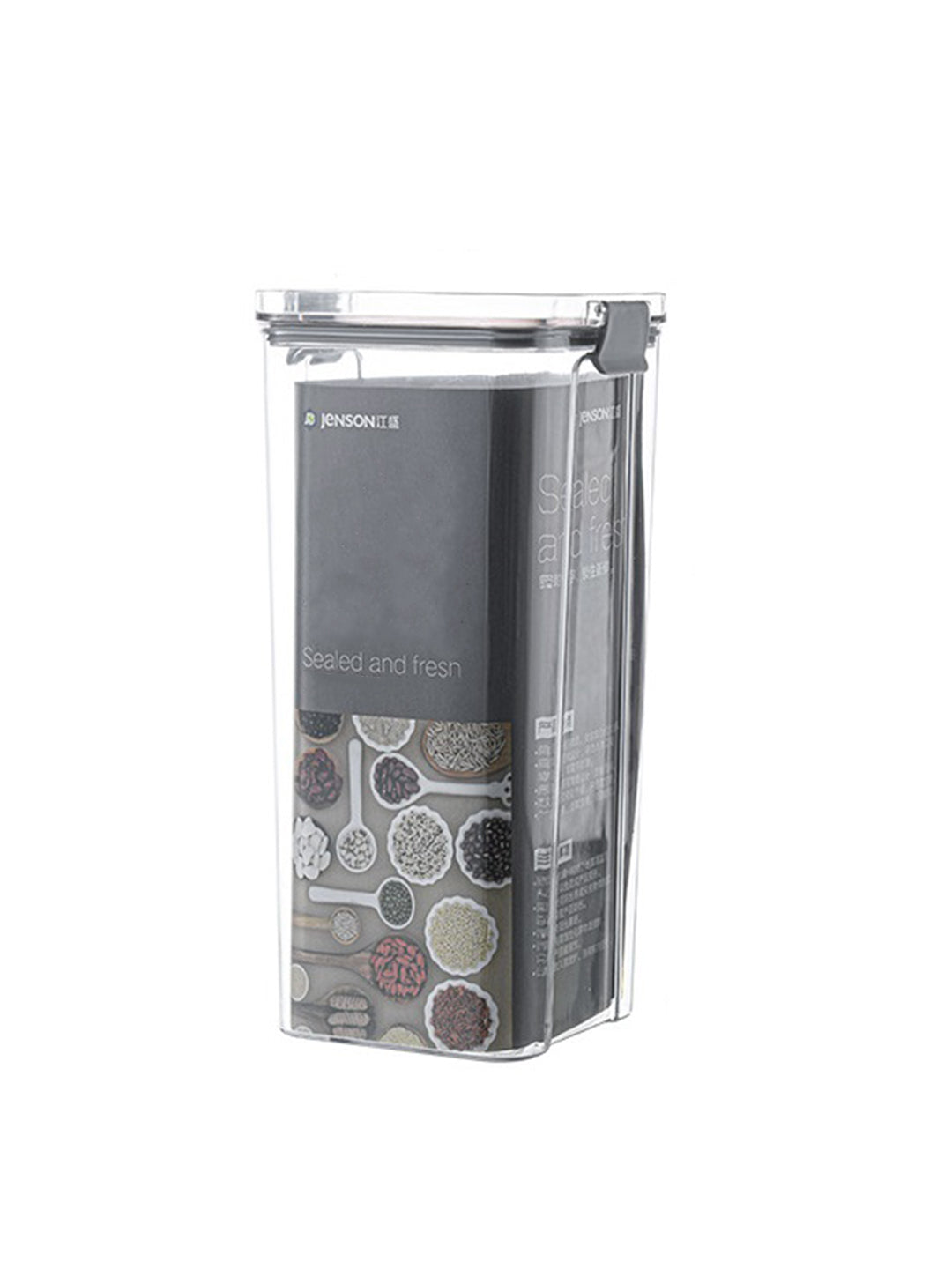 VON CASA Tall Plastic Storage Container - Transparent & Grey
