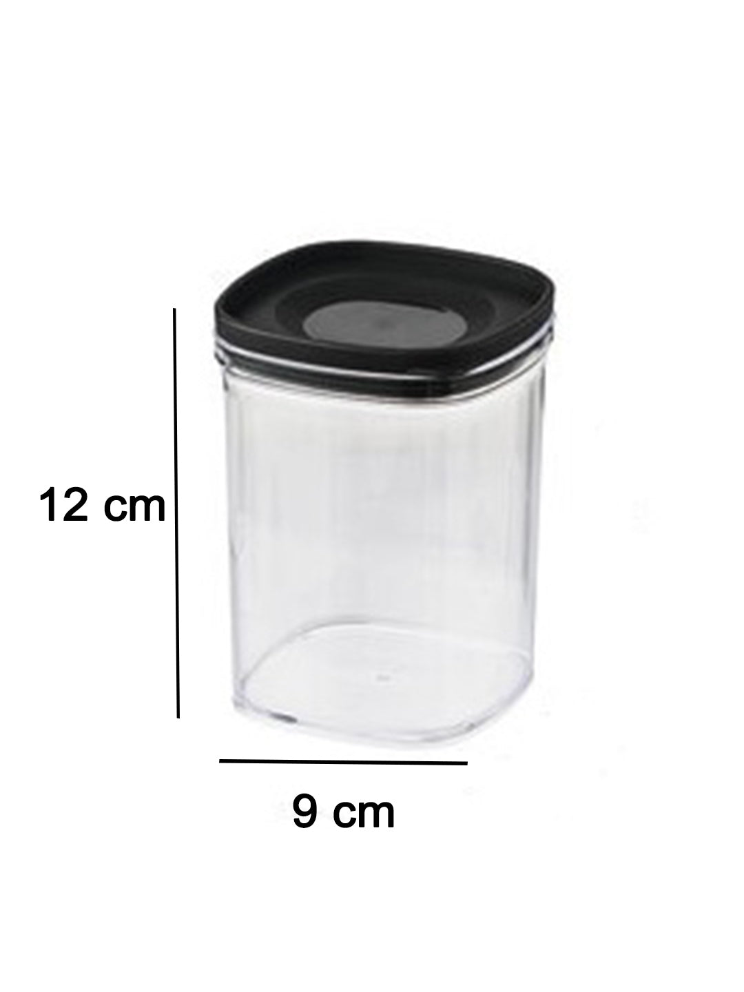 VON CASA Kitchen Cabinet Medium Airtight Plastic Containers - Black, Transparent