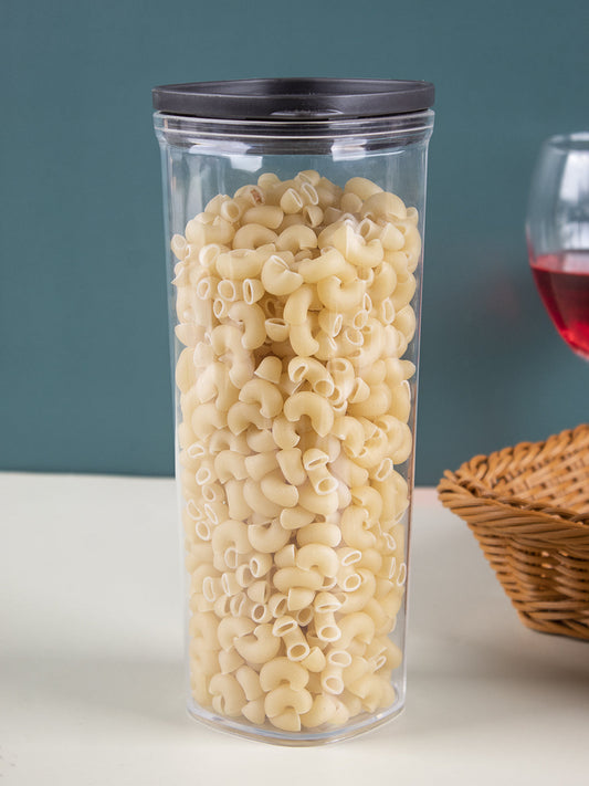 VON CASA Kitchen Cabinet Tall Airtight Plastic Containers - Black, Transparent