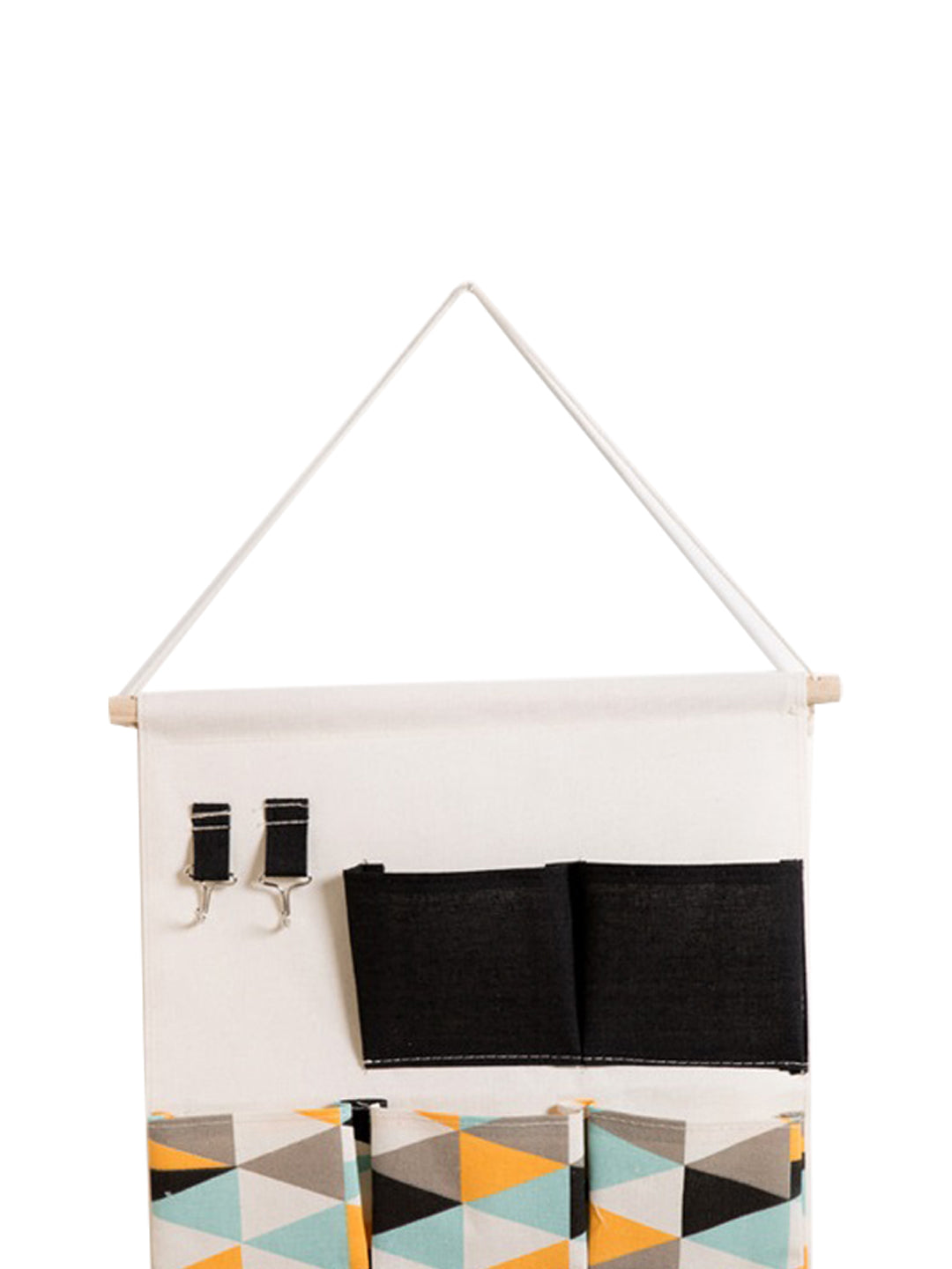 VON CASA Wall Hanging Storage Bag With 7 Pockets And Key Hook - Black 