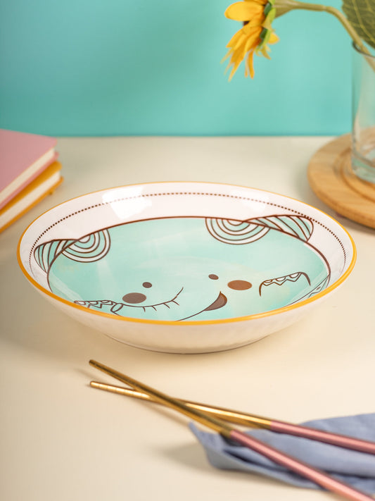 VON CASA Ceramic Kid Plate - Yellow, 600Ml