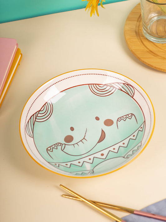 VON CASA Ceramic Kid Plate - Yellow, 600Ml