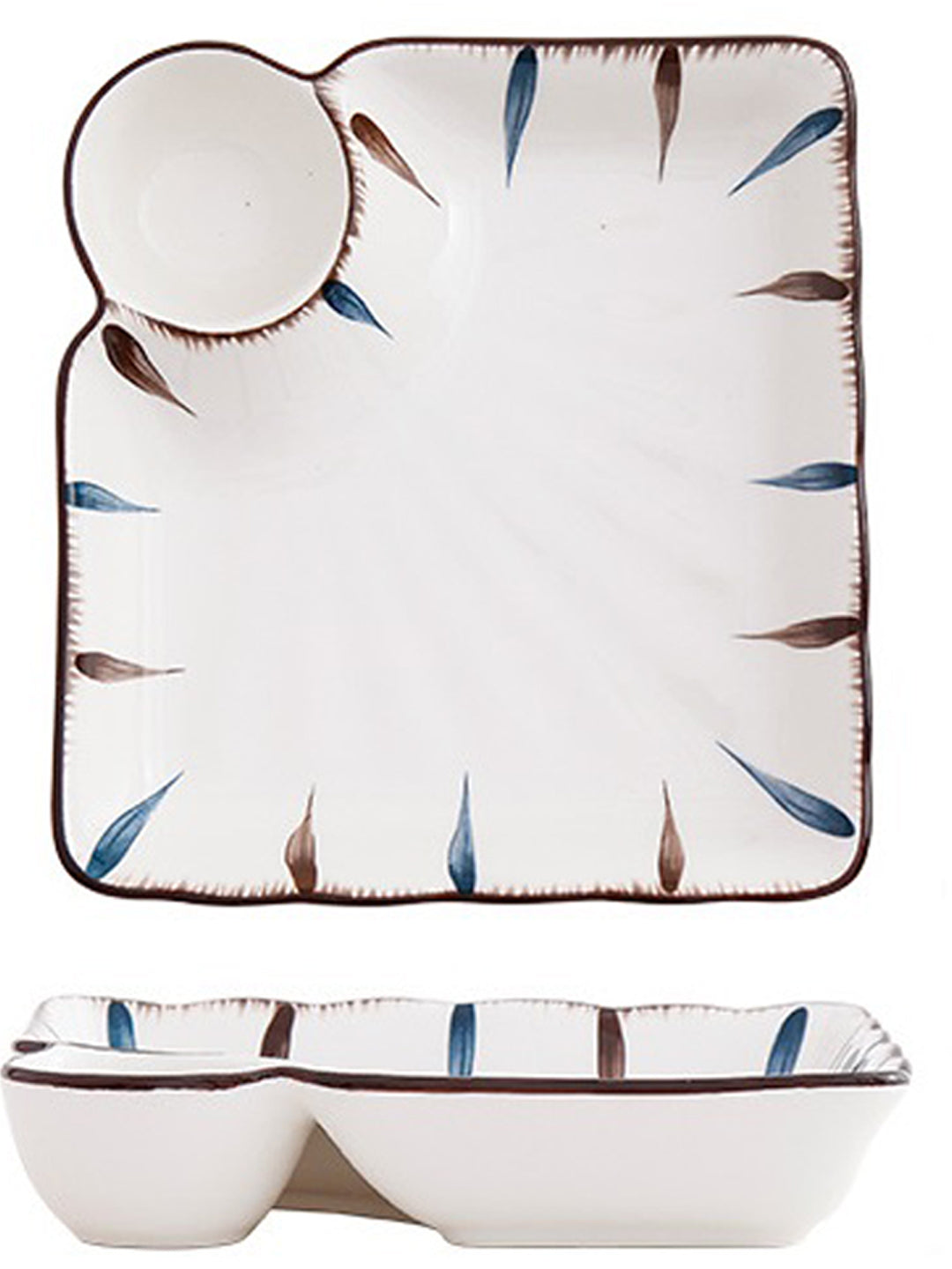 VON CASA Ceramic Serveware Dish Plates - Off White