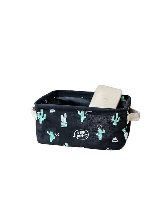 VON CASA Canvas Fabric Storage Bin With Handles - Black