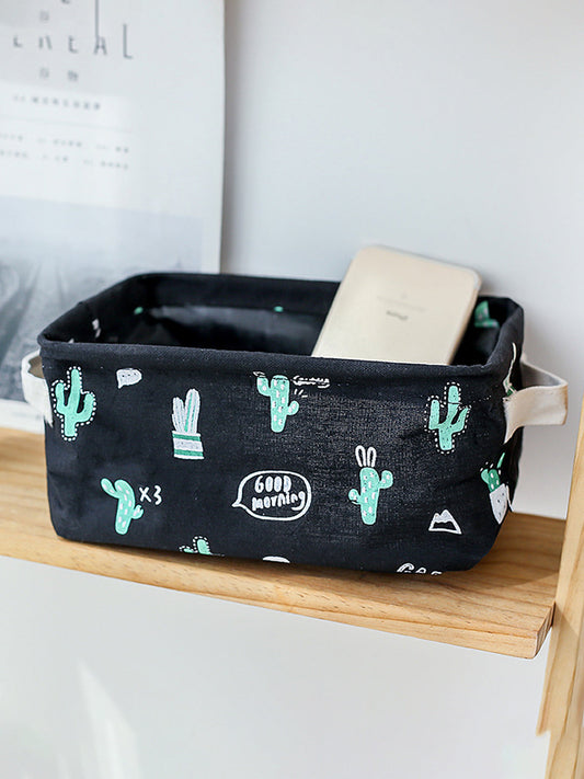 VON CASA Canvas Fabric Storage Bin With Handles - Black