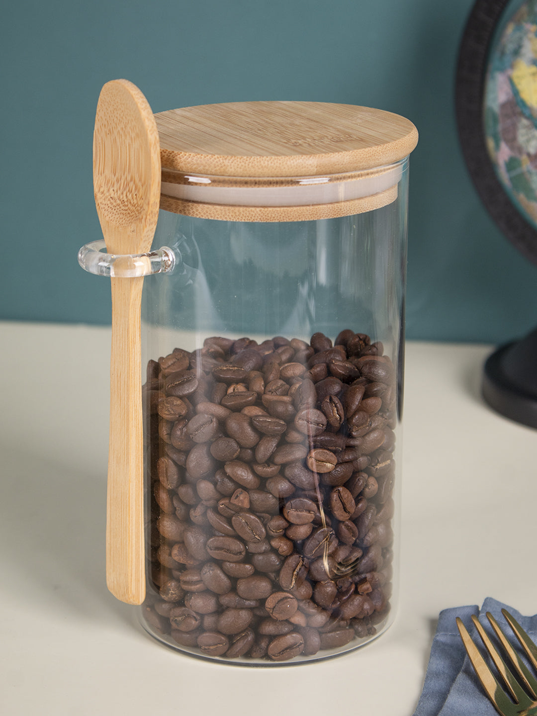 VON CASA Glass Jar With Lid And Spoon 