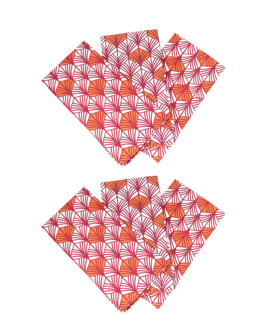 VON CASA Symmetrical Maroon Design Printed Cotton Kitchen Towels (6 Pcs )