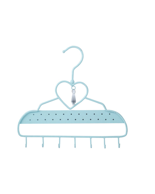 Wall Hanging Jewelry Organizer Hanger With Hooks - (Baby Blue, Heart Shape, 7 Hooks)