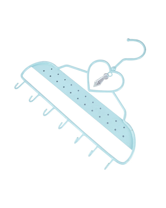 Wall Hanging Jewelry Organizer Hanger With Hooks - (Baby Blue, Heart Shape, 7 Hooks)