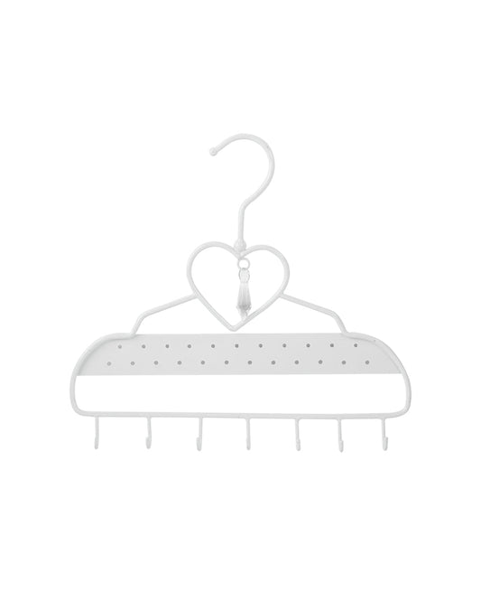 Wall Hanging Jewelry Organizer Hanger With Hooks - (White, Heart Shape, 7 Hooks)