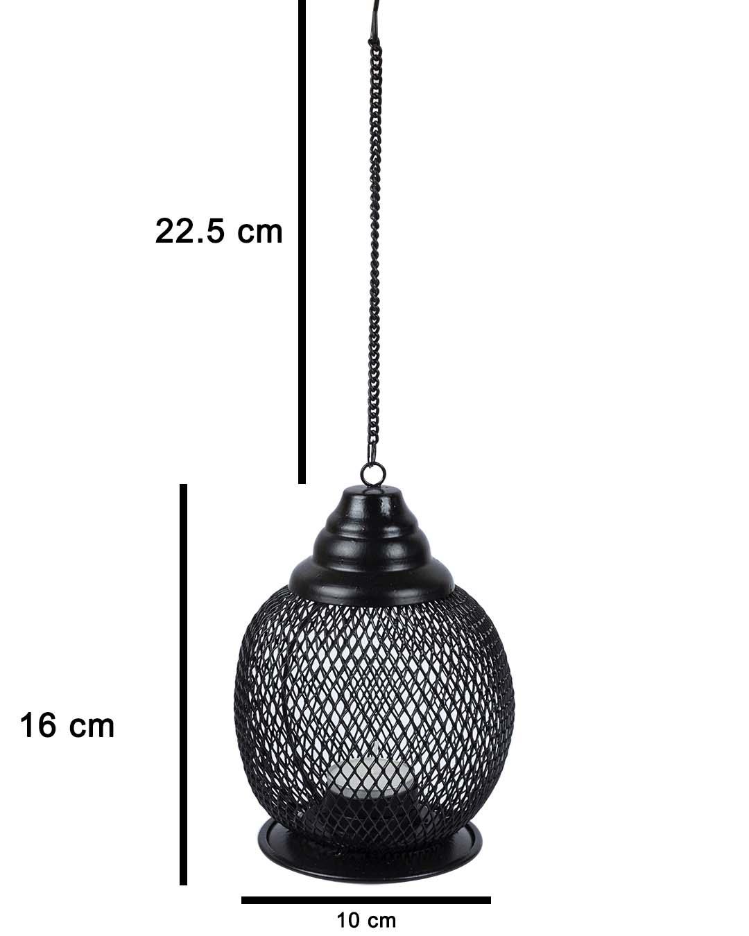 VON CASA Hanging T-Light Holder, Diwali Decor, Black, Iron