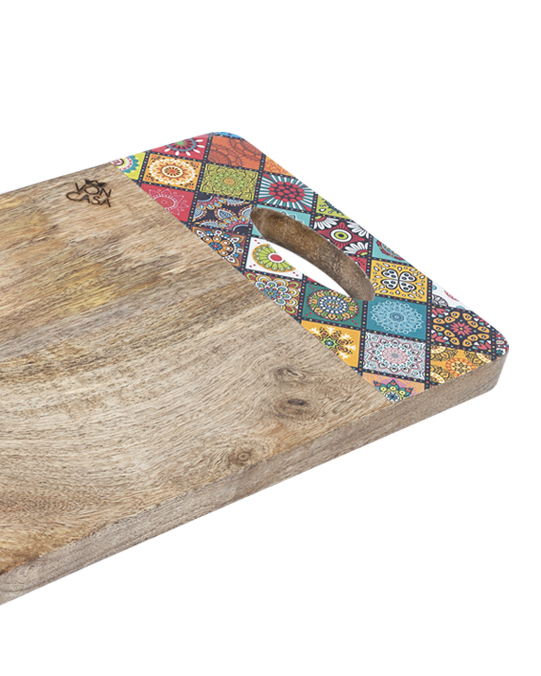 VON CASA Wooden Kitchen Cutting & Chopping Board With Printed Handle